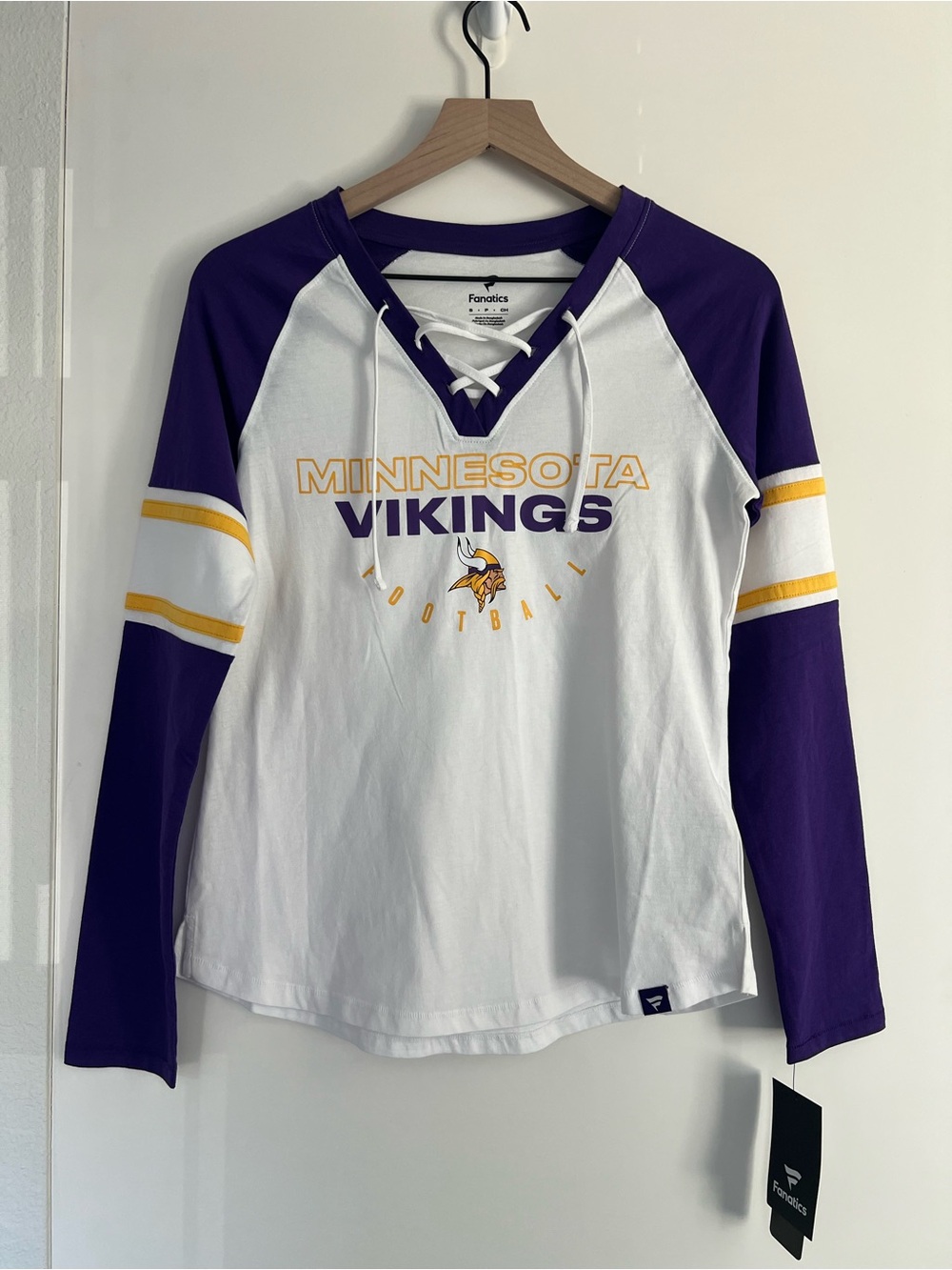 Women's Minnesota Vikings Fanatics White/Purple Long Sleeve T-Shirt | NWT | S